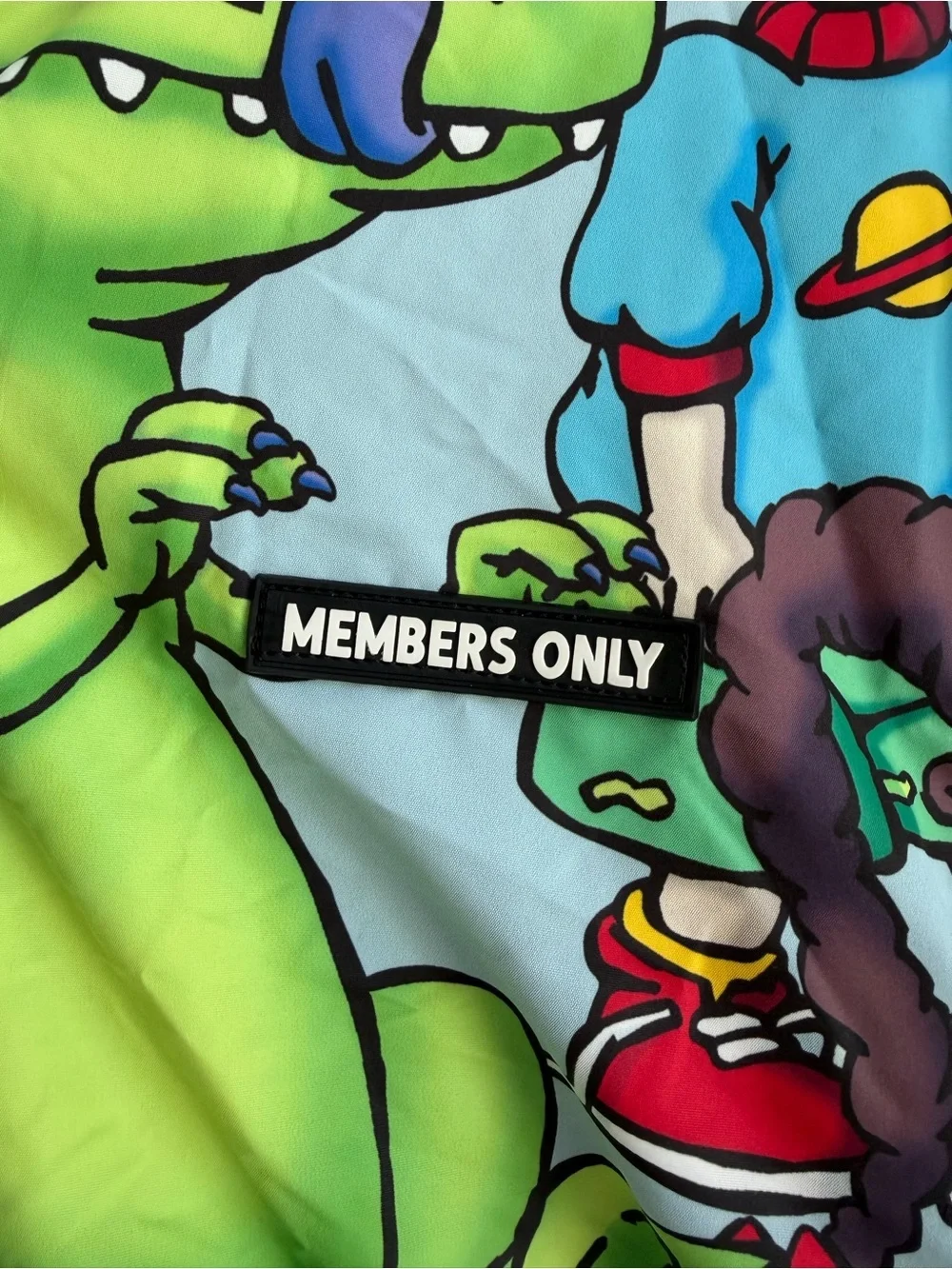Members Only x Nickelodeon Rugrats Reptar Print Hooded Windbreaker Large Rare